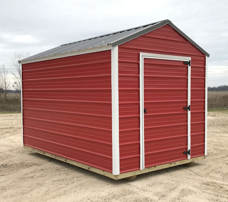 Metal - Front - Utility - Barn I - Door - Red